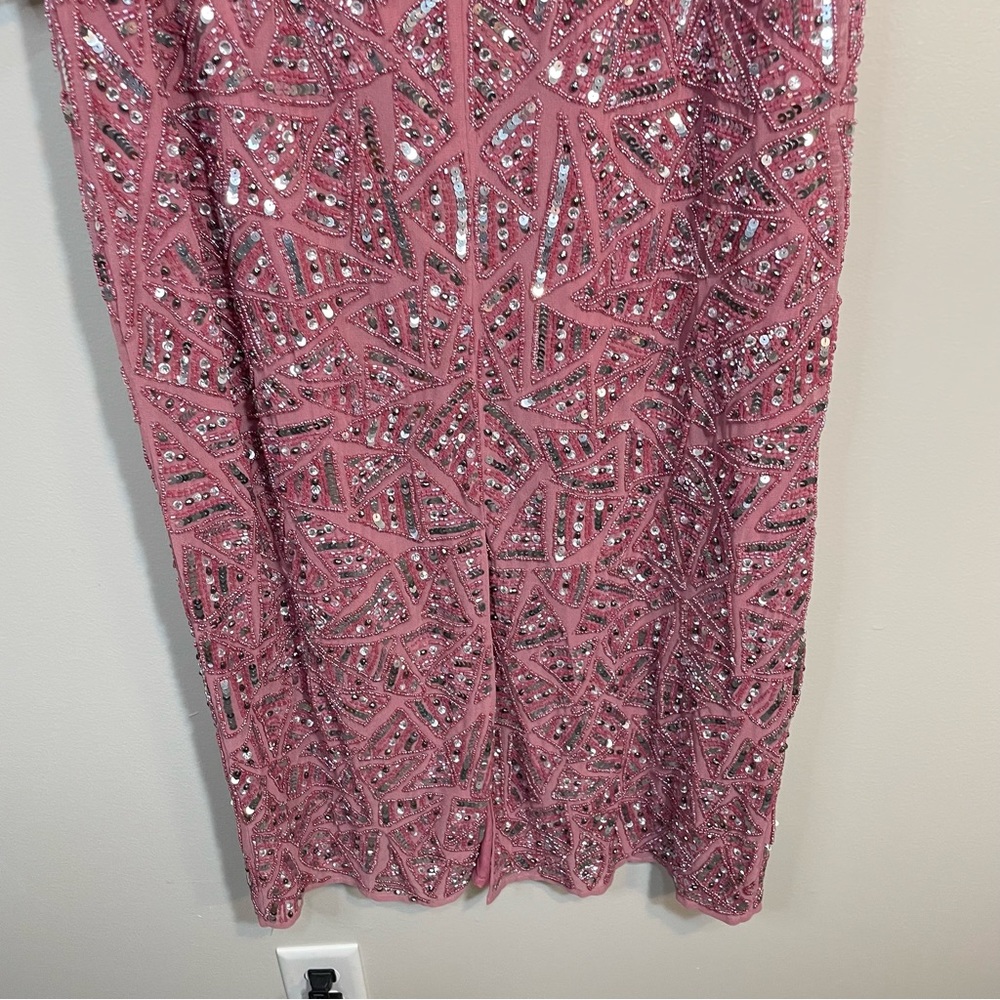 Mac Duggal Pink Sequin Sheath Midi Dress - Picture 10 of 15